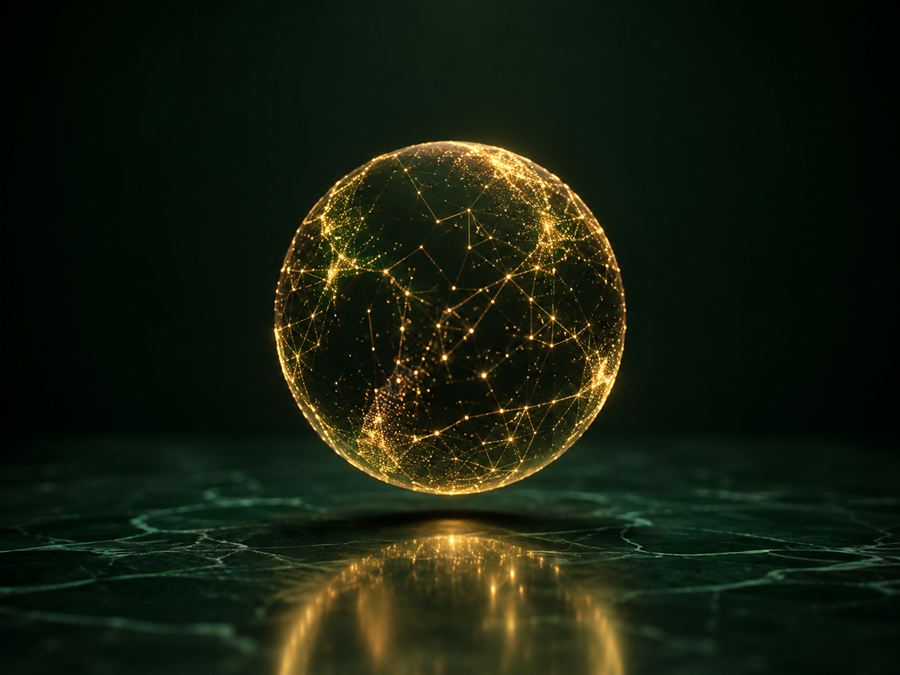Esfera de rede neural dourada